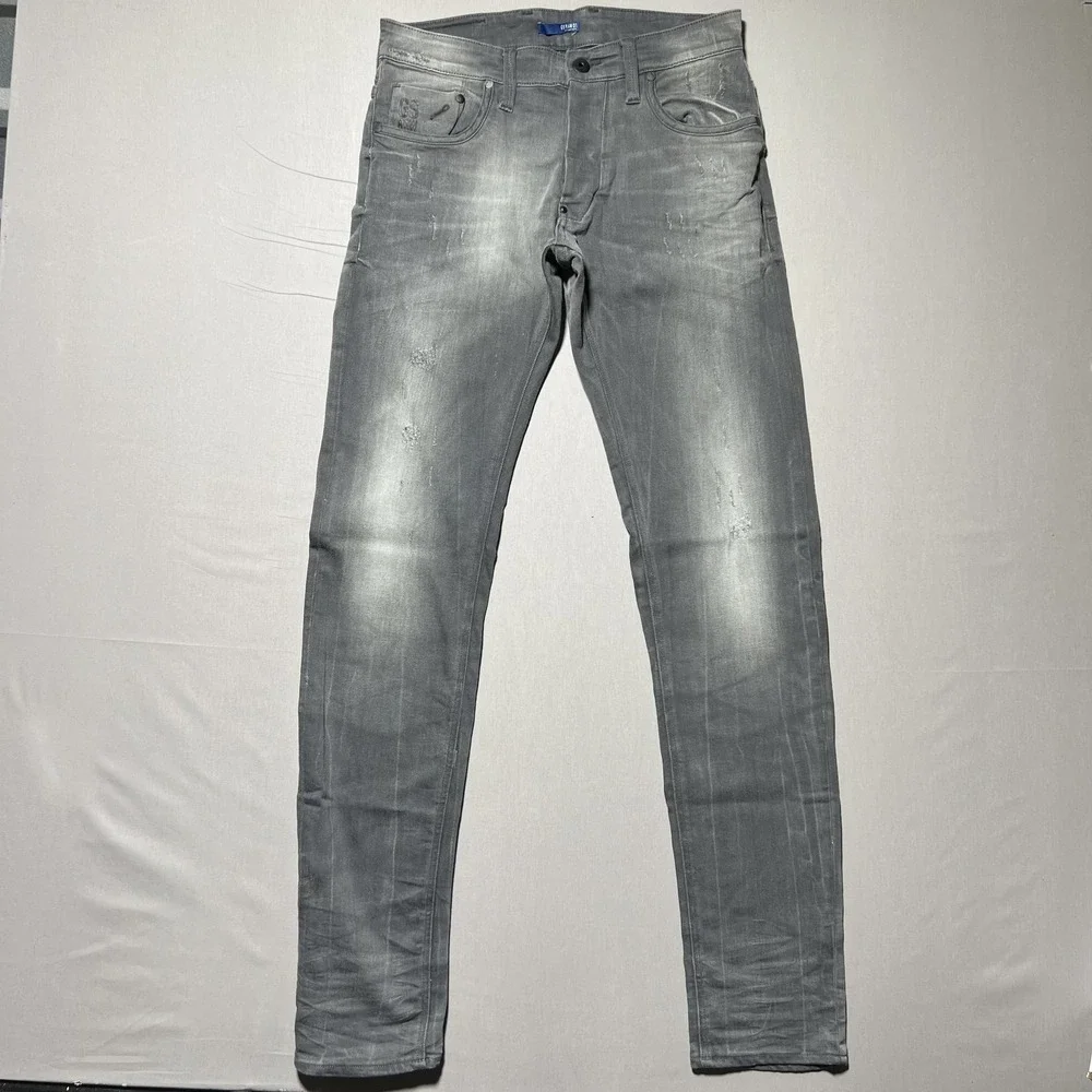 G-Star‎ RAW Defend Super Slim Jeans Mens 30x35 Gray Distressed Denim Button Fly